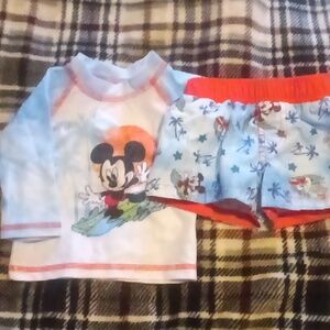 Disney Mickey Mouse Infant Rash Guard Swim Set 2-Piece Set